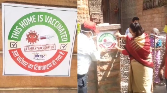 The posters are being put up with an aim to remove misconceptions regarding Covid-19 vaccination and to get people encouraged regarding the vaccine against coronavirus disease. (Photo via ANI) The posters are being put up with an aim to remove misconceptions regarding Covid-19 vaccination and to get people encouraged regarding the vaccine against coronavirus disease. (Photo via ANI)