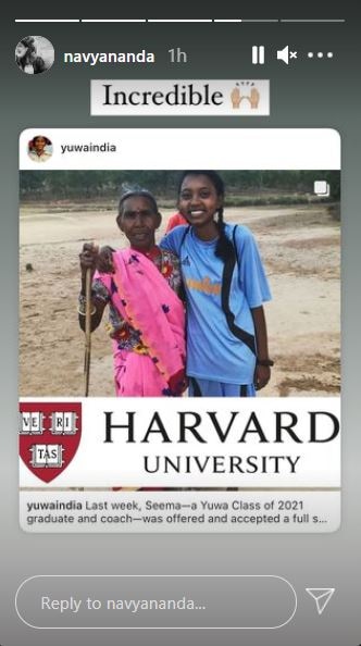 Navya Naveli Nanda shared the story on her Instagram Stories.