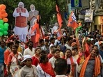Before campaigning ended on Friday, Prime Minister Narendra Modi, Union home minister Amit Shah, BJP’s star campaigner, actor Mithun Chakraborty, and others held more than a dozen rallies and roadshows in these constituencies. (AP PHOTO). Before campaigning ended on Friday, Prime Minister Narendra Modi, Union home minister Amit Shah, BJP’s star campaigner, actor Mithun Chakraborty, and others held more than a dozen rallies and roadshows in these constituencies. (AP PHOTO).
