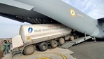 An Indian Air Force aircraft reaches Indore to airlift of Oxygen tanker for Jamnagar, in Indore on Friday.(ANI) An Indian Air Force aircraft reaches Indore to airlift of Oxygen tanker for Jamnagar, in Indore on Friday.(ANI)