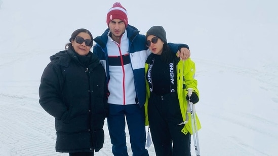 Sara Ali Khan, Ibrahim Ali Khan and their mother, actor Amrita Singh travelled to Gulmarg and spent time in the snow-capped region. The mother-daughter duo flew to the Maldives after their mountain vacation.