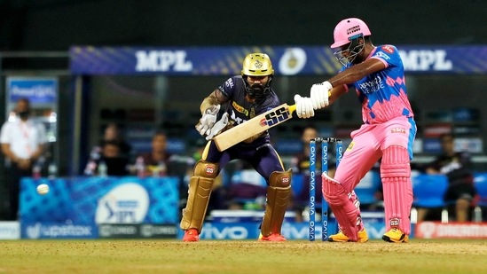 Sanju Samson captain of Rajasthan Royals batting during match 18 of the Vivo Indian Premier League 2021 between the Rajasthan Royals and the Kolkata Knight Riders held at the Wankhede Stadium Mumbai on the 24th April 2021. (PTI)