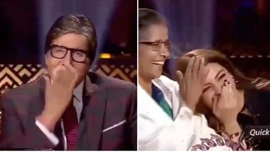 Anushka Sharma could not help but blush at Amitabh Bachchan's joke.