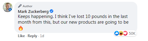 Mark Zuckerberg shared while replying to his own post. (Facebook/@Mark Zuckerberg)