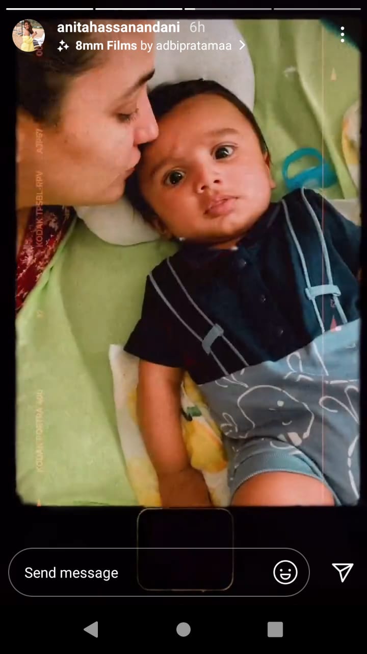 Anita kissed her baby son Aaravv. Anita kissed her baby son Aaravv.