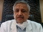 AIIMS Director Dr. Randeep Guleria speaks on the Covid-19 situation through video conferencing in New Delhi on Saturday. (ANI Photo)