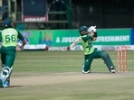 Pakistan batsman Mohammad Rizwan, right, plays a shot during the final cricket T20 match against Zimbabwe at Harare Sports Club. Pakistan batsman Mohammad Rizwan, right, plays a shot during the final cricket T20 match against Zimbabwe at Harare Sports Club.