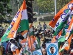 Supporters of Trinamool Congress (TMC) with party flags (File Photo) Supporters of Trinamool Congress (TMC) with party flags (File Photo)