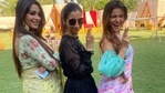 Rubina Dilaik and Dipika Kakar pose in quirky BTS photos. Rubina Dilaik and Dipika Kakar pose in quirky BTS photos.
