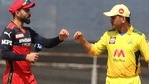 Virat Kohli and MS Dhoni ahead of the toss.(RCB/Twitter) Virat Kohli and MS Dhoni ahead of the toss.(RCB/Twitter)