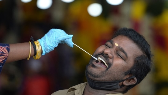 The Tamil Nadu government imposed fresh restrictions in the state from April 26 in view of the rising cases of coronavirus disease (Covid-19). (Arun Sankar / AFP) The Tamil Nadu government imposed fresh restrictions in the state from April 26 in view of the rising cases of coronavirus disease (Covid-19). (Arun Sankar / AFP)