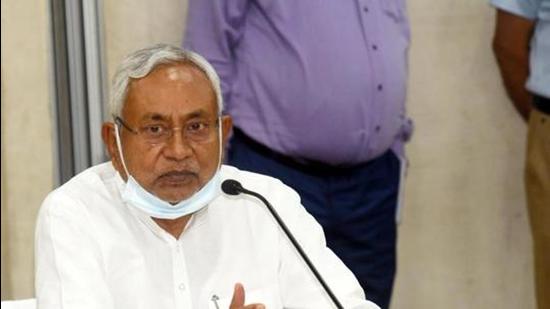 Patna-April.9,2021-Bihar Chief Minister Nitish Kumar addressing a press conference at CM Secretariat in Patna. Bihar India on Friday April.09,2021.(Photo by Santosh Kumar /Hindustan Times)