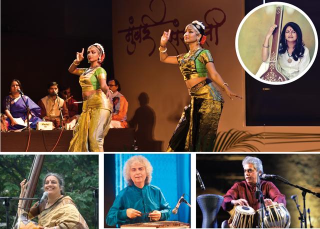 (Top) Mumbai Sanskriti festival 2019 edition; the artistes performing in the 2021 edition include (from left) Ashwini Bhide-Deshpande, Pt. Shiv Kumar Sharma, Fazal Qureshi, and (inset) Radhika Sood Nayak (Top) Mumbai Sanskriti festival 2019 edition; the artistes performing in the 2021 edition include (from left) Ashwini Bhide-Deshpande, Pt. Shiv Kumar Sharma, Fazal Qureshi, and (inset) Radhika Sood Nayak