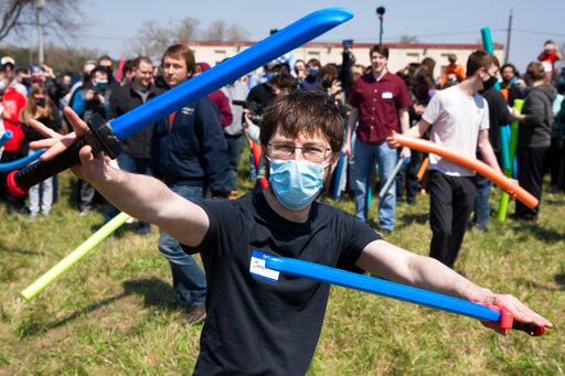 Joshs gathered to battle it out to find out who is the rightful owner of the name Josh via a pool noodle battle royale. (AP) Joshs gathered to battle it out to find out who is the rightful owner of the name Josh via a pool noodle battle royale. (AP)