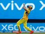 Imran Tahir of CSK in action against RCB in match 19 of IPL 2021