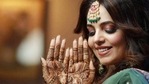 Sugandha Mishra posing with her henna-decorated hands. Sugandha Mishra posing with her henna-decorated hands.