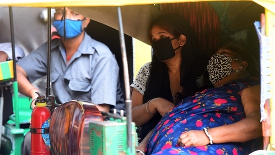 A Covid-19 patient waiting in an autorickshaw outside the Lok Nayak Jai Prakash (LNJP) hospital in New Delhi, India, on Monday, April 26, 2021. (Photo by Raj K Raj/ Hindustan Times) A Covid-19 patient waiting in an autorickshaw outside the Lok Nayak Jai Prakash (LNJP) hospital in New Delhi, India, on Monday, April 26, 2021. (Photo by Raj K Raj/ Hindustan Times)