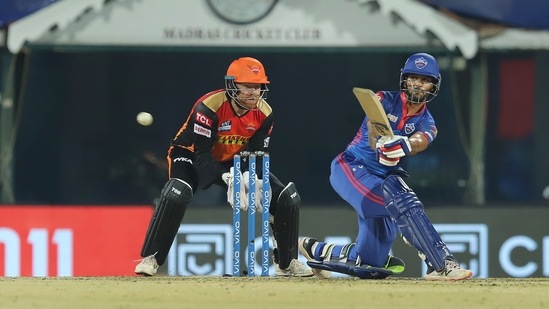 Shikhar Dhawan of Delhi Capitals plays a shot.(PTI)