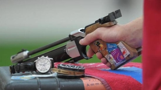 10m air pistol event at the ISSF Junior World Cup. (Twitter)