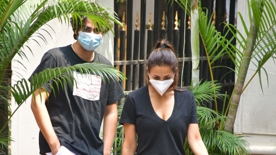 Malaika Arora and her son Arhaan Khan were spotted outside a clinic.(Varinder Chawla)