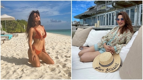 Disha Patani and Madhuri Dixit were among the celebrities who had gone for a vacation in the Maldives. Disha Patani and Madhuri Dixit were among the celebrities who had gone for a vacation in the Maldives.