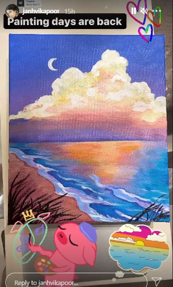 A glimpse of Janhvi Kapoor's painting. A glimpse of Janhvi Kapoor's painting.