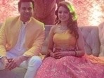 Sanket Bhosale and Sugandha Mishra pose for a photo together.