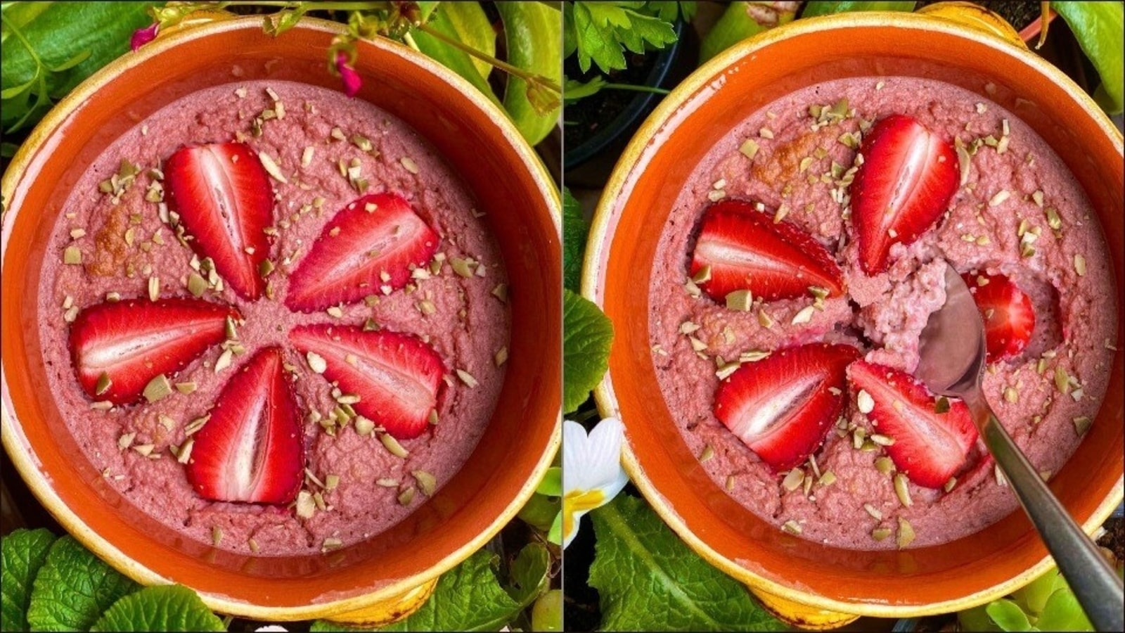 Recipe: Enjoy cake's taste and texture with a bowl of Pink strawberry baked oats