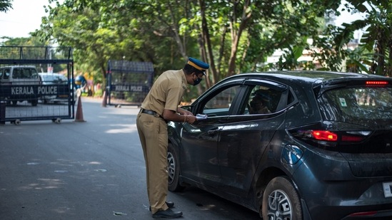 Kerala police informed that 1,006 people were arrested on Tuesday for violating health protocols and seized 52 vehicles. (AP Photo/R S Iyer) (AP)