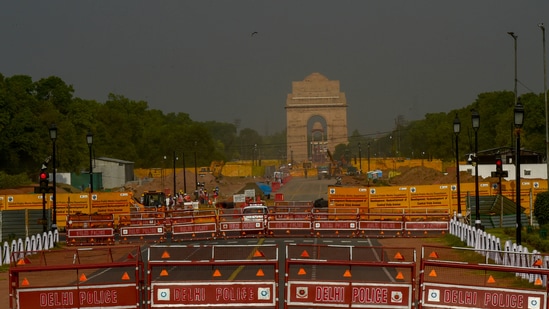 A deserted view of Rajpath due to lockdown to limit the spread of the coronavirus disease in New Delhi. (ANI Photo)