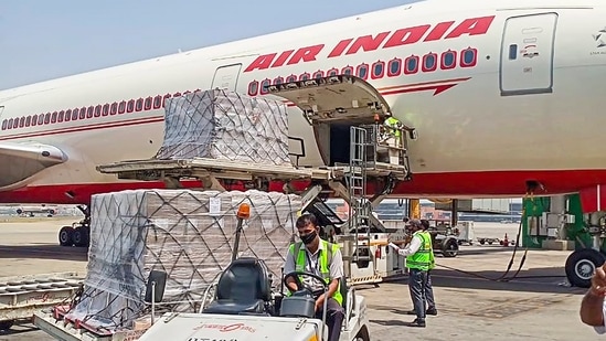 “We are determined to help the people of India as they bravely combat this outbreak,” John Kirby said. In picture - 318 Philips Oxygen Concentrators on Air India flight from JFK Airport landed at Delhi Airport. (PTI)