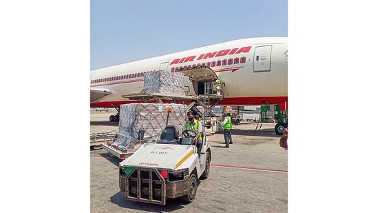 318 Philips Oxygen Concentrators on Air India flight from JFK Airport in the United States landed at Delhi Airport on April 26. US President Joe Biden announced on April 26 the United States would send up to 60 million doses of the AstraZeneca Covid-19 vaccine abroad. India appears to be a leading contender for those vaccines after Biden spoke with Prime Minister Narendra Modi, aFP reported. (PTI) 318 Philips Oxygen Concentrators on Air India flight from JFK Airport in the United States landed at Delhi Airport on April 26. US President Joe Biden announced on April 26 the United States would send up to 60 million doses of the AstraZeneca Covid-19 vaccine abroad. India appears to be a leading contender for those vaccines after Biden spoke with Prime Minister Narendra Modi, aFP reported. (PTI)