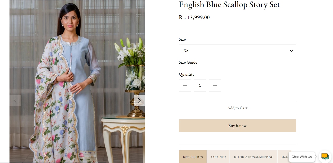 Gauahar Khan's chanderi kurta set from Misri by Meghna Nayyar (misri.in)
