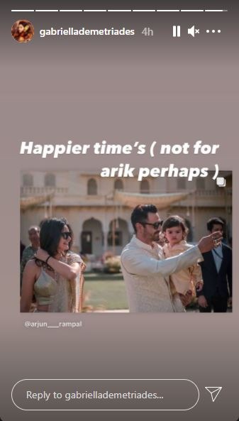 Gabriella Demetriades took to Instagram Stories to re-post a picture of Arik.