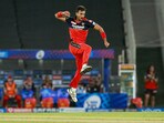 Harshal Patel of Royal Challengers Bangalore celebrates after takes a wicket of Marcus Stoinis of Delhi Capitals during the Vivo Indian Premier League 2021 between the Delhi Capitals and the Royal Challengers Bangalore held at the Narendra Modi Stadium, Ahmedabad, Tuesday, April 27, 2021.(PTI)
