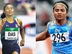 Indian athletes Hima Das (L) and Dutee Chand (R)