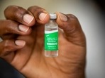 A nurse holds a vial of AstraZeneca Covid-19 vaccine manufactured by the Serum Institute of India.(AP) A nurse holds a vial of AstraZeneca Covid-19 vaccine manufactured by the Serum Institute of India.(AP)