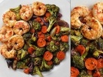Recipe: Greek veggies with sautéed shrimp in a Greek lemon dressing for dinner