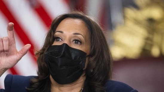 US vice-president Kamala Harris speaks during an event on Equal Pay Day with women leaders of advocacy organisations in Washington, DC on March 24, 2021. (Bloomberg) US vice-president Kamala Harris speaks during an event on Equal Pay Day with women leaders of advocacy organisations in Washington, DC on March 24, 2021. (Bloomberg)