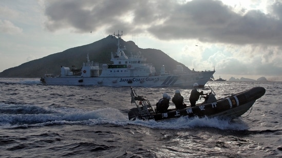 The Chinese report also included some photos of the island and islets taken from survey vessels sailing close to the site. In picture - A Japanese Coast Guard boat sails near the group of disputed islands called Senkaku by Japan and Diaoyu by China.(AP File Photo) The Chinese report also included some photos of the island and islets taken from survey vessels sailing close to the site. In picture - A Japanese Coast Guard boat sails near the group of disputed islands called Senkaku by Japan and Diaoyu by China.(AP File Photo)