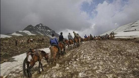 Devotees on their way to the cave shrine of Amarnath. (File photo) Devotees on their way to the cave shrine of Amarnath. (File photo)