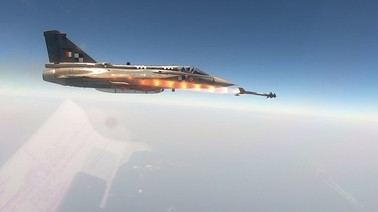 The trials were aimed to validate the enhanced capability of the already integrated Derby Beyond Visual Range (BVR) AAM on Tejas. (Twitter/@DRDO_India) The trials were aimed to validate the enhanced capability of the already integrated Derby Beyond Visual Range (BVR) AAM on Tejas. (Twitter/@DRDO_India)