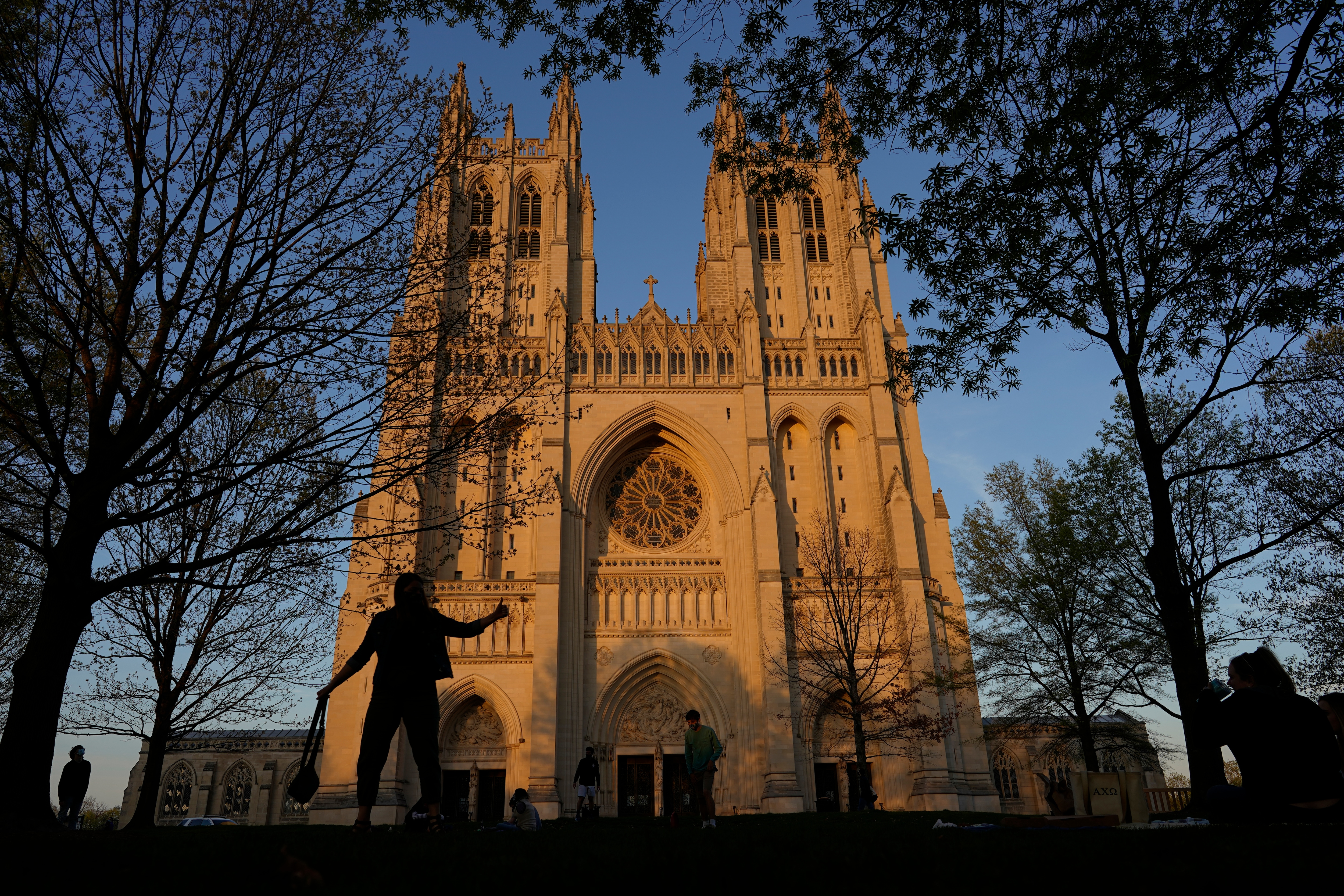 The Washington National Cathedral is seen at sunset on Tuesday, April 13, 2021. (AP) The Washington National Cathedral is seen at sunset on Tuesday, April 13, 2021. (AP)