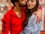 Rahul Vaidya with his fiancee Disha Parmar. Rahul Vaidya with his fiancee Disha Parmar.