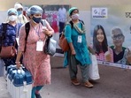 Polling officials carrying EVMs and other polling materials on the eve of the 8th phase of the West Bengal Assembly election on Wednesday. (ANI Photo) Polling officials carrying EVMs and other polling materials on the eve of the 8th phase of the West Bengal Assembly election on Wednesday. (ANI Photo)