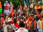 Supporters of ruling Bharatiya Janata Party (BJP) participate in an election rally ahead of the third phase of West Bengal state elections in Kolkata, India, Monday, April 5, 2021. (AP) Supporters of ruling Bharatiya Janata Party (BJP) participate in an election rally ahead of the third phase of West Bengal state elections in Kolkata, India, Monday, April 5, 2021. (AP)