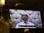 Controversial Islamic preacher and the founder of Islamic Research Foundation, Zakir Naik, addresses the media through video calling service Skype from Madina. Controversial Islamic preacher and the founder of Islamic Research Foundation, Zakir Naik, addresses the media through video calling service Skype from Madina.