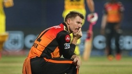 David Warner during match 23 of the Indian Premier League between the Chennai Super Kings and the Sunrisers Hyderabad.