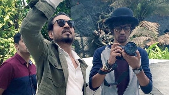 Late actor Irrfan with his son Babil in an old family picture. Late actor Irrfan with his son Babil in an old family picture.