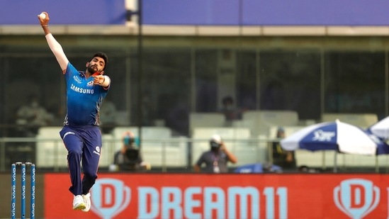 Jasprit Bumrah, yet again, proved his mettle with an outstanding spell of 1/15 in four overs. He picked up the important wicket of Dube to deny RR a powerful finish. RR posted 171/4 in 20 overs eventually.(IPL/Twitter)